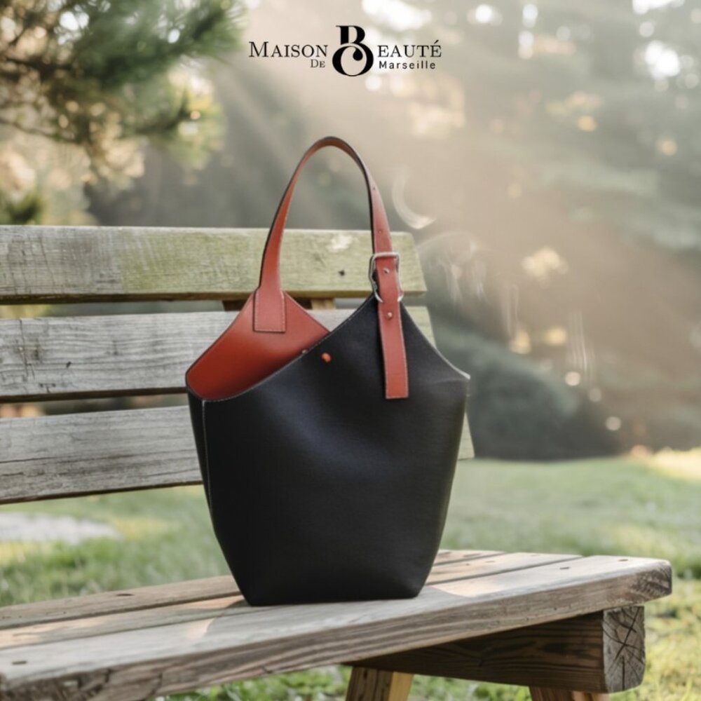 MBDM CHOLET TWO-TONE MEDIUM TOTE – CLASSIC BLACK